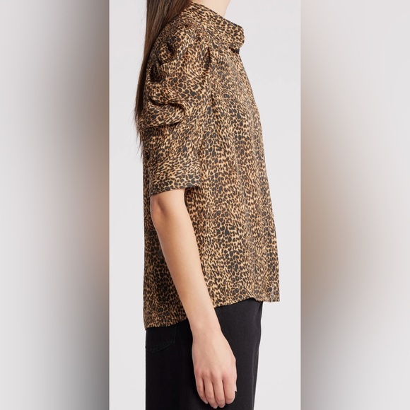 Frame Gillian Leopard-Print Silk Chiffon Blouse Size Medium (6-8) - Picture 14 of 16